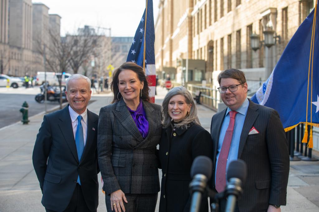 Administrator Forst, Secretary Brooke Rollins, Senator Joni Ernst, and Deputy Secretary Stephen Alexander Vaden