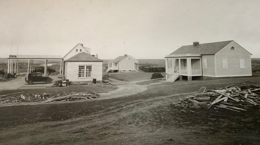 black and white side exterior view of fort fairfield