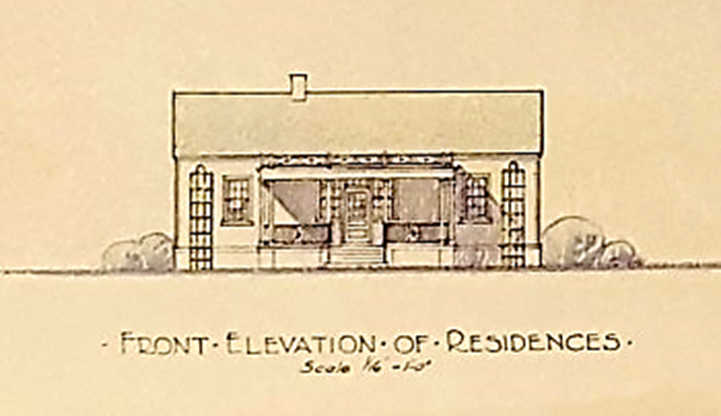 1931 floor plan of CG LPOE residences from the front