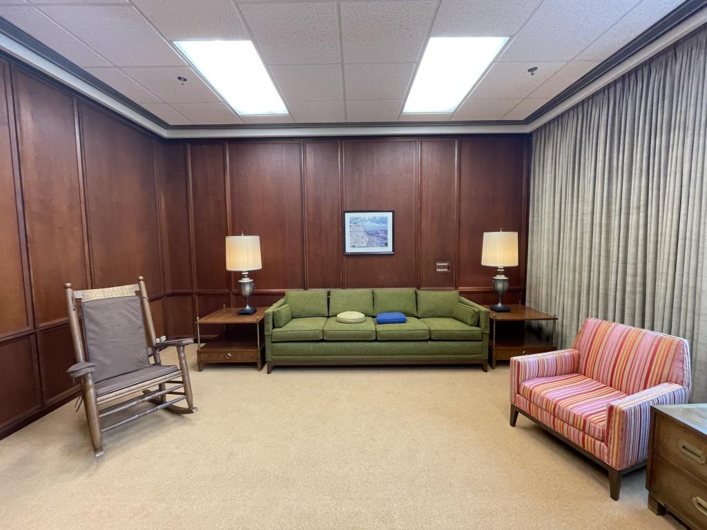 Furniture inside the LBJ Suite library