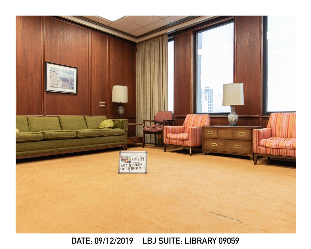 LBJ Suite library, before conservation.