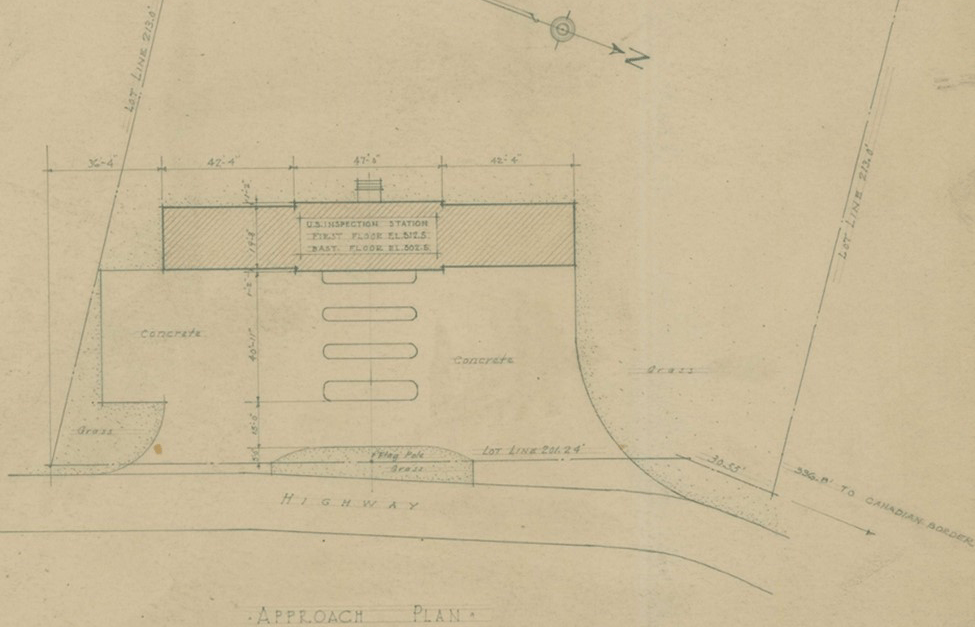 Historic plat showing property outline and building dimensions.