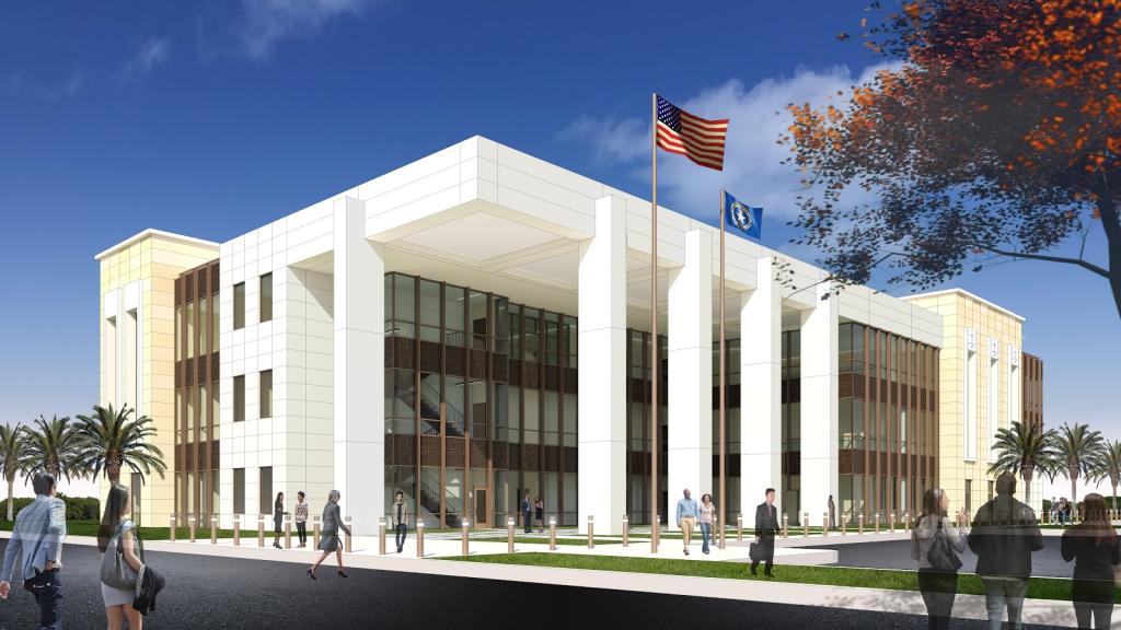 rendering of the new US Courthouse in Saipan, Northern Mariana Islands