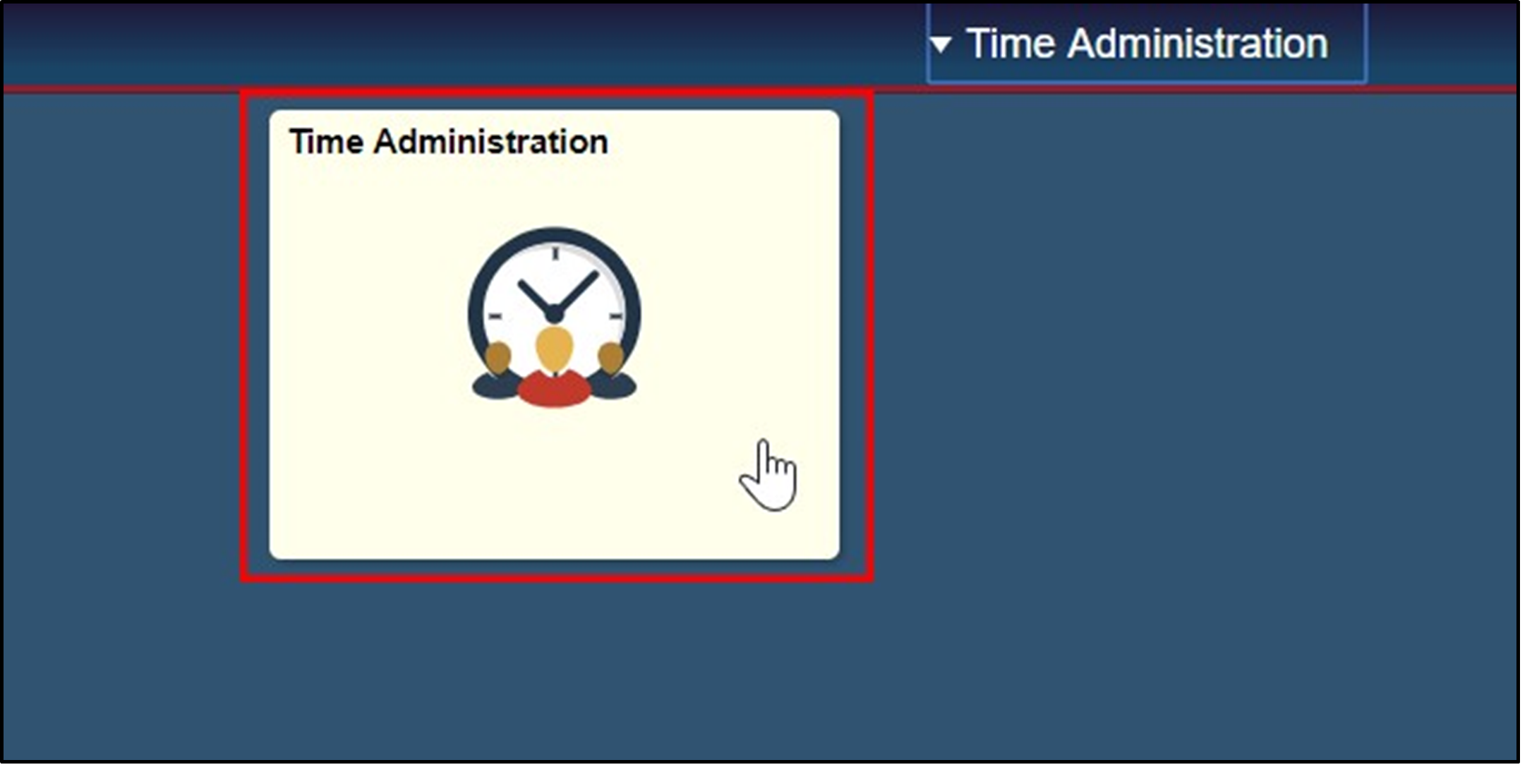Timesheet entry with time administration tile highlighted